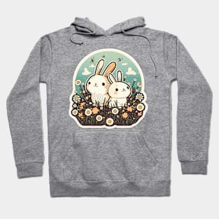 Happy Rabbits in Garden Kawaii Hoodie